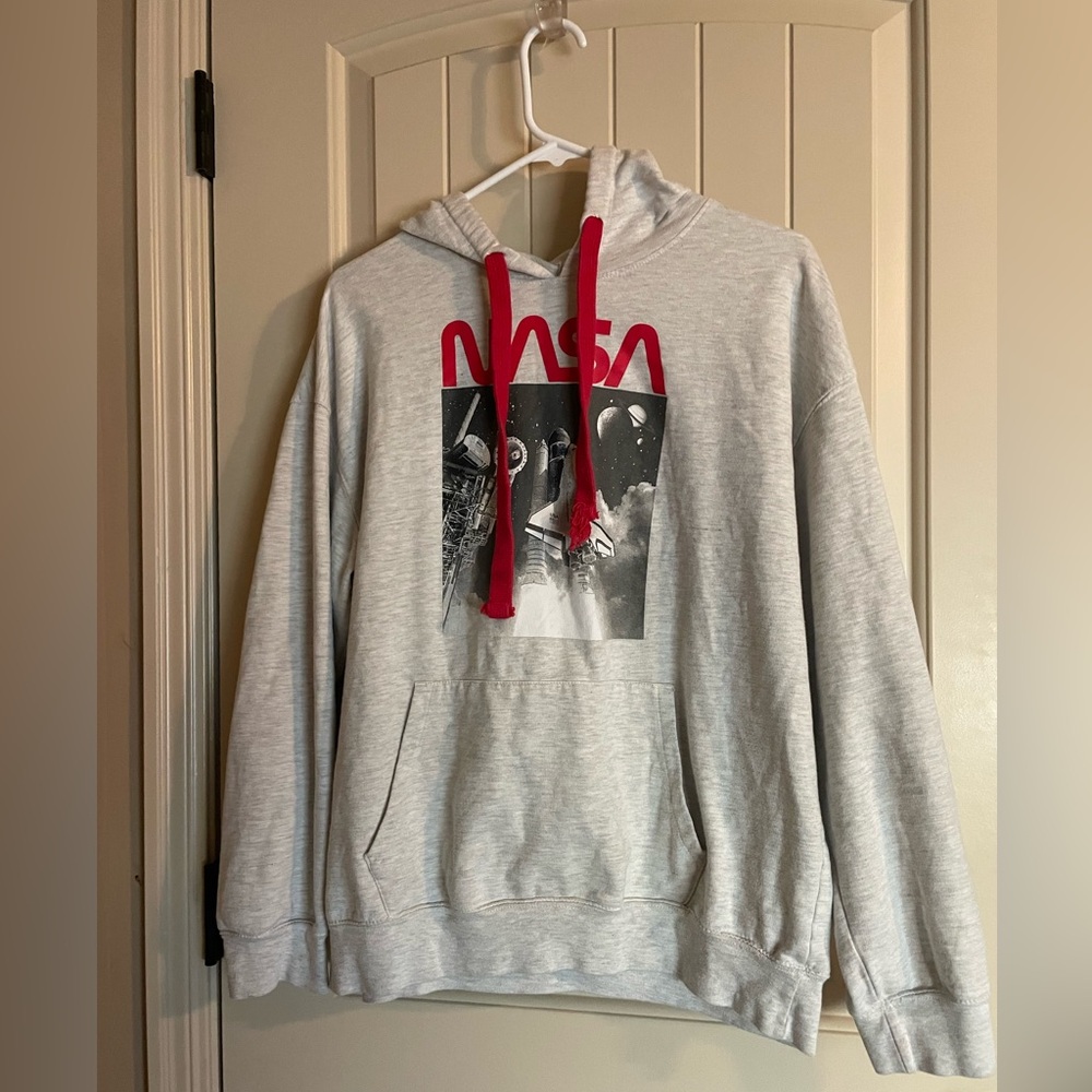 NASA kids XXL 19 Worm Launch Graphic Hoodie gray red youth adult sm sweatshirt